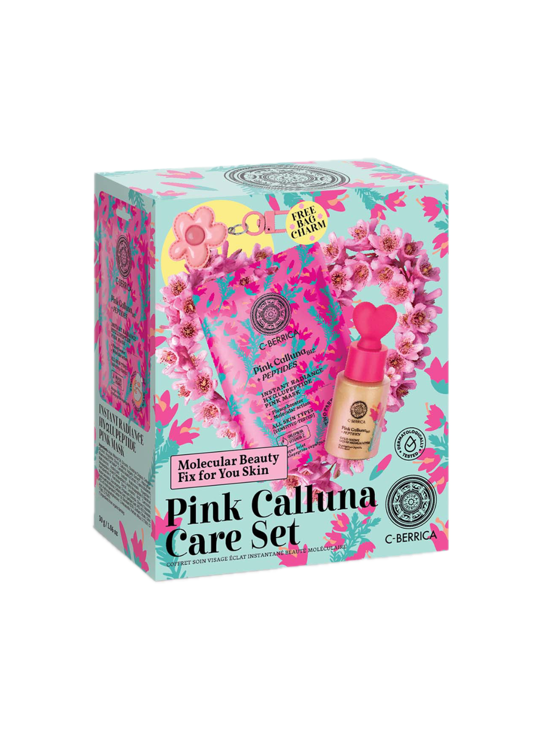 Pink Calluna Care Set box with floral design on a white background