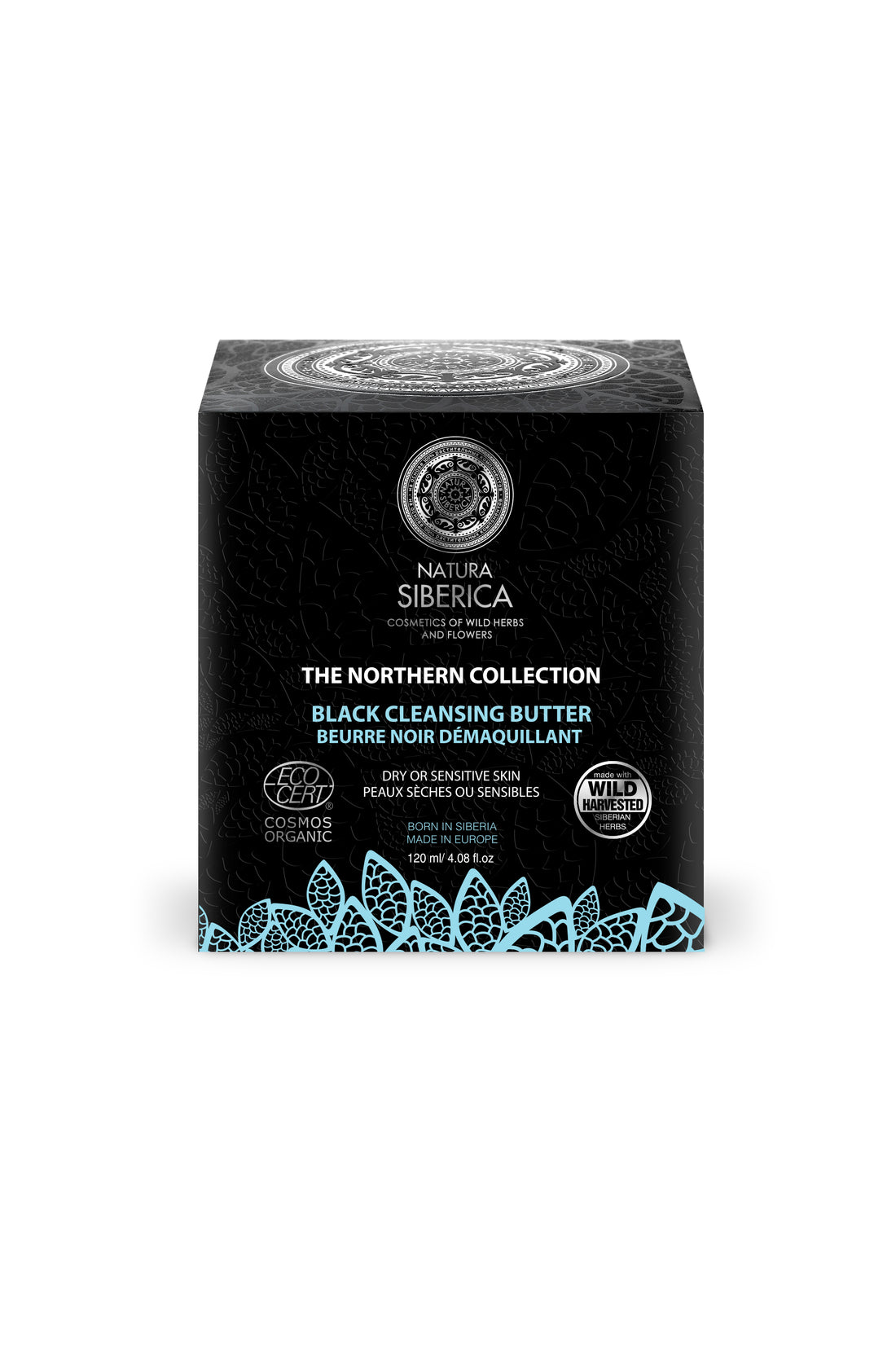 Black box containing a jar of black cleansing butter from Natura Siberica "Northern Collection"