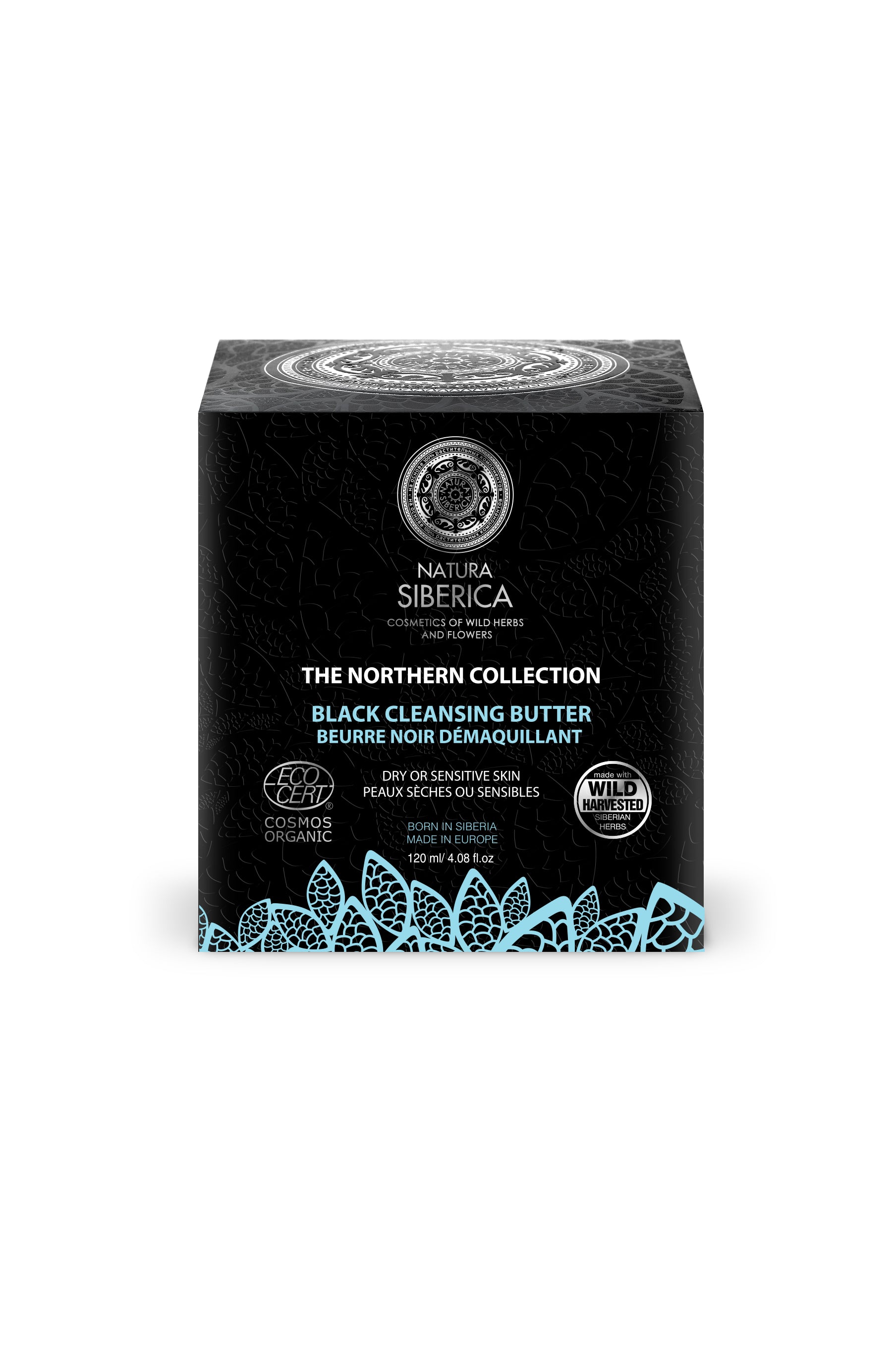 Black box containing a jar of black cleansing butter from Natura Siberica "Northern Collection"