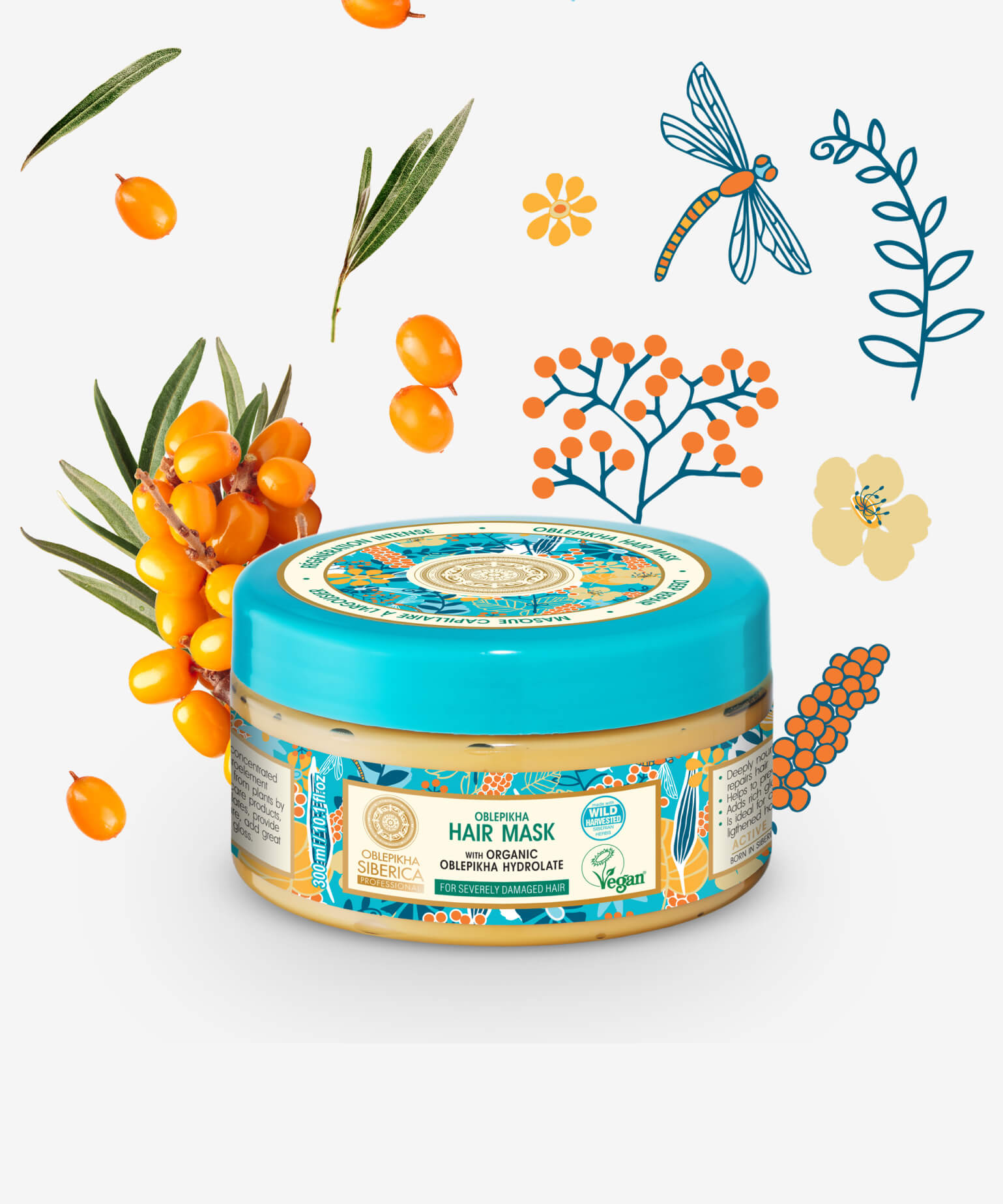 Hair Mask With Organic Oblepikha Hydrolate For Severely Damaged Hair