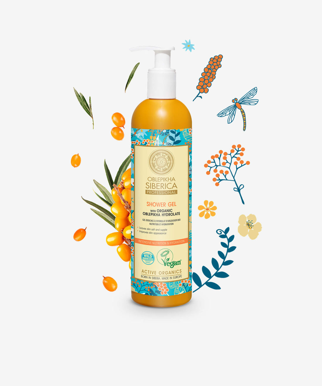 Shower Gel With Organic Oblepikha Hydrolate Intensive Nutrition And Hydration