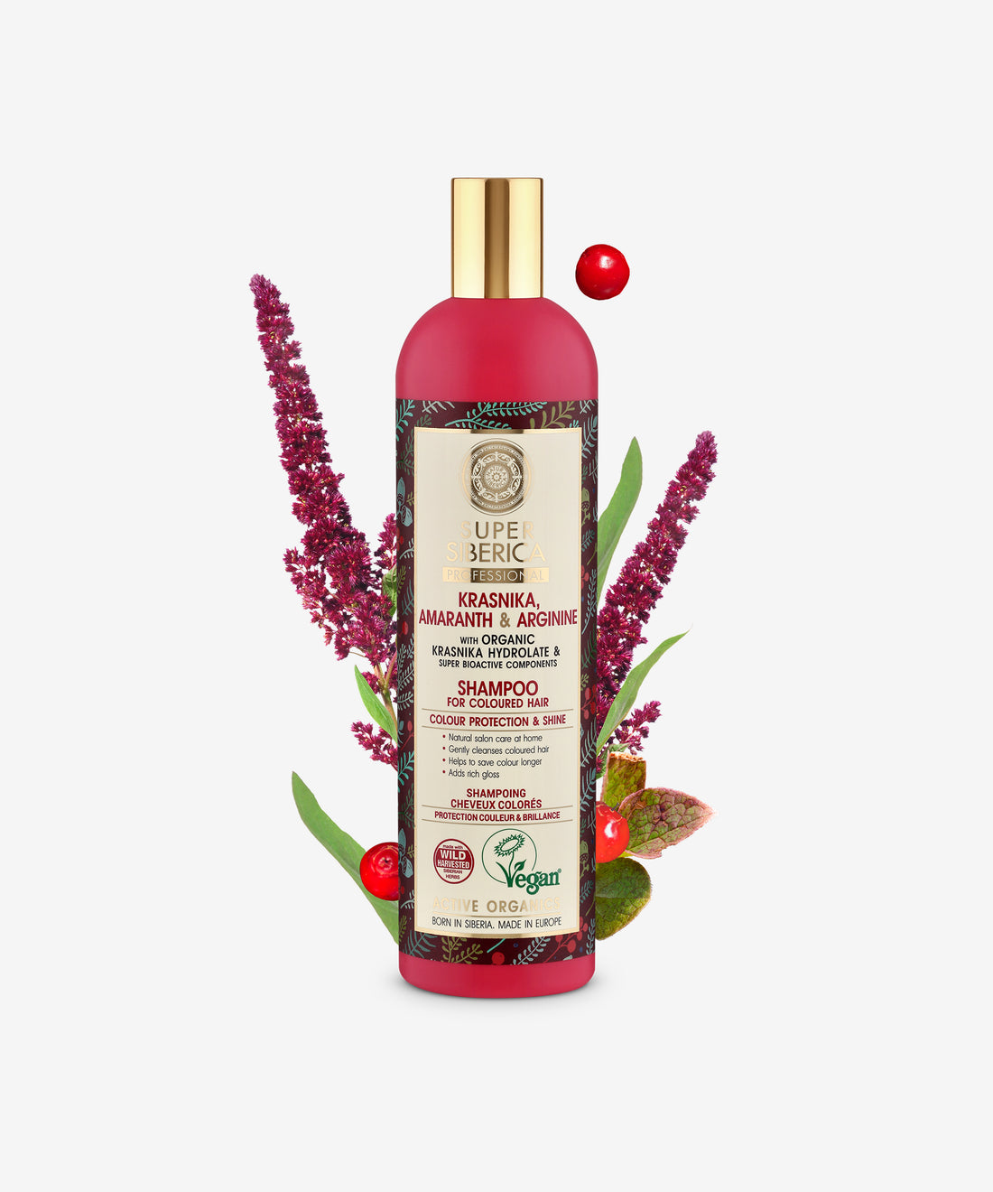 Super Siberica Krasnika, Amaranth & Arginine. Shampoo For Coloured Hair