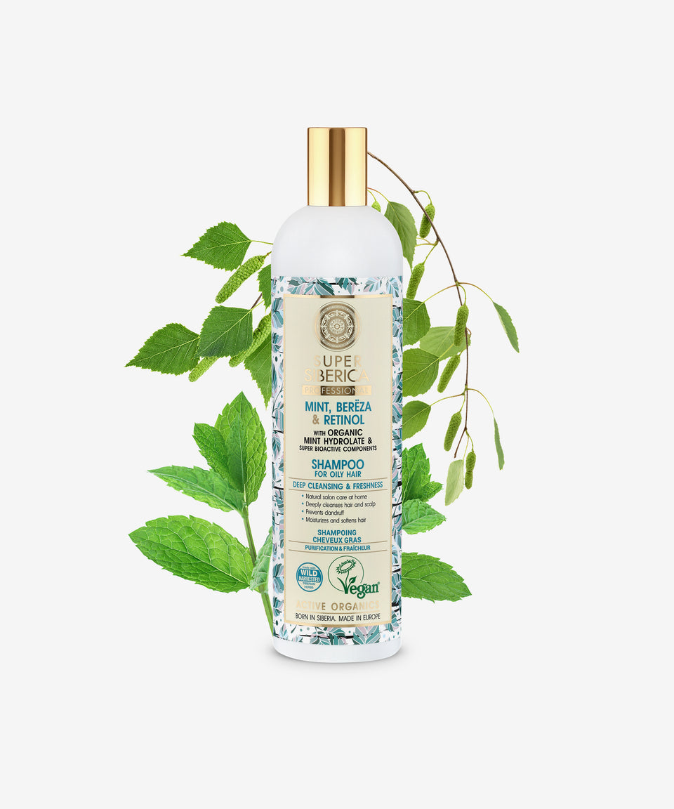Super Siberica Mint, Bereza & Retinol. Shampoo For Oily Hair
