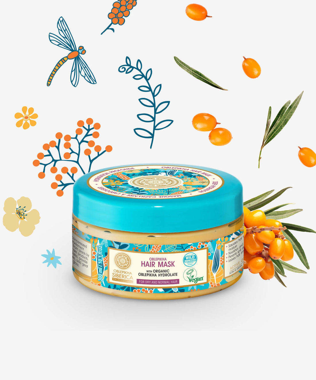 Hair Mask With Organic Oblepikha Hydrolate For Dry And Normal Hair