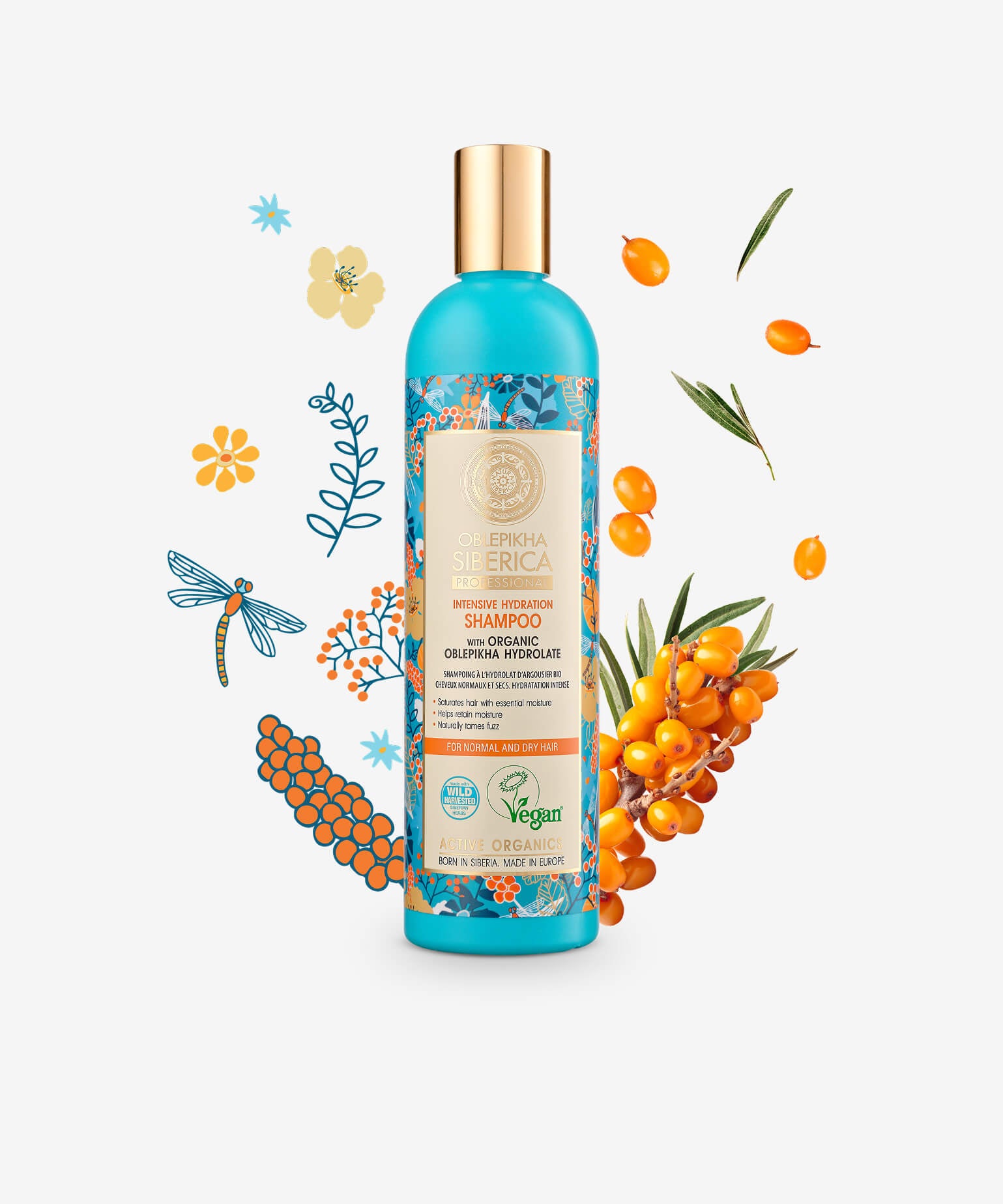 Shampoo With Organic Oblepikha Hydrolate For Normal And Dry Hair